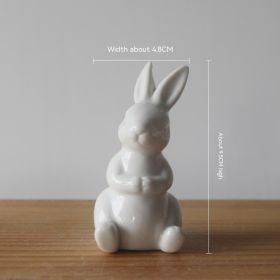 White Ceramic Living Room Bedroom Desktop Animal Ceramic Rabbit Home Decoration (Option: A Style)