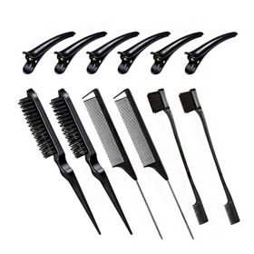 Dyeing Comb Multi-Effect Edge Control Eyebrow Brush Hair Fixing Mouse Tail Clamp (Color: Black)