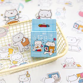 Stickers Cute Pet And Animal Love Fun Cat Sealing Paste Notebook DIY Decorative Stickers (Option: White Cat Log)