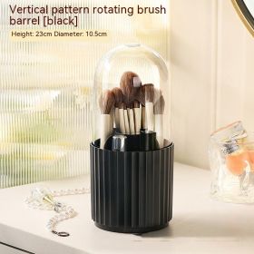 Desktop Dustproof Multifunctional Rotating Cosmetic Brush Storage Bucket (Option: Black With Cover)