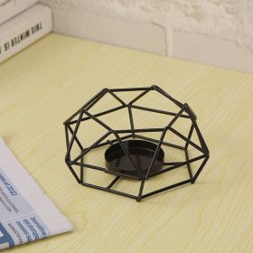 European Style Iron Metal Hexagonal Candlestick Atmosphere Decoration (Option: Black Six)