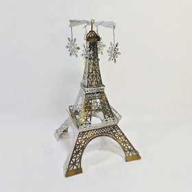 Paris Tower Aromatherapy Revolving Scenic Lantern Rotating Candlestick (Option: Silver Snowflake 2 Ornaments)