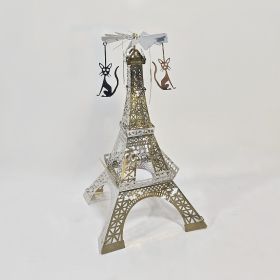 Paris Tower Aromatherapy Revolving Scenic Lantern Rotating Candlestick (Option: Silver Kitten Hanging Ornament)