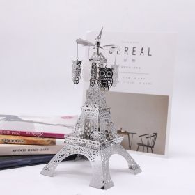 Paris Tower Aromatherapy Revolving Scenic Lantern Rotating Candlestick (Option: Silver Owl Pendant)