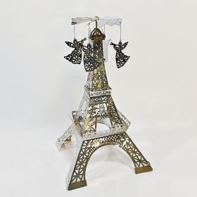 Paris Tower Aromatherapy Revolving Scenic Lantern Rotating Candlestick (Option: Silver Archangel 1 Ornaments)