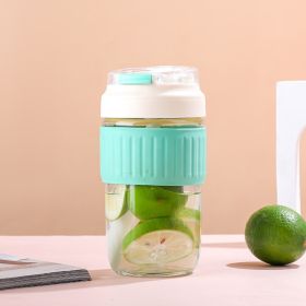 Glass Lid Straw Coffee Cup (Option: Green Non Slip Cover-Double Drink Cup 02)