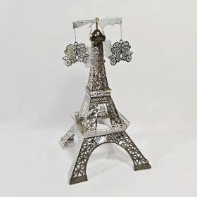 Paris Tower Aromatherapy Revolving Scenic Lantern Rotating Candlestick (Option: Silver Carriage Ornaments)