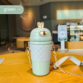 Stainless Steel Cup Bounce Cup With Straw (Option: Green-500ml)