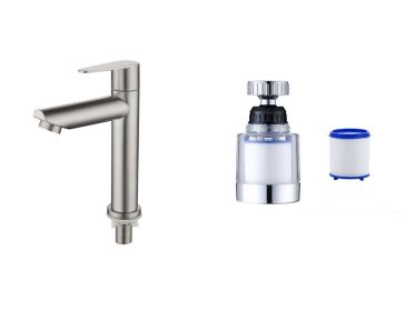 Stainless Steel Single Cold Basin Tap (Option: Photo Color-With Extender)