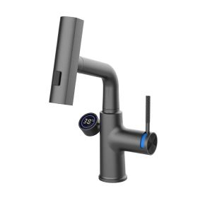 Pull-out Mixer For Hot And Cold Water Basin With Digital Display (Option: Gun Grey-Digital)