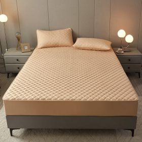 Cotton Clip Bed Hat Simple Solid Color Hotel Simmons All-inclusive Bed Cover (Option: Camel-180cmx200cm)