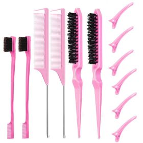 Dyeing Comb Multi-Effect Edge Control Eyebrow Brush Hair Fixing Mouse Tail Clamp (Color: Pink)