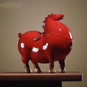 Ceramic Wealth Tang Ma Wine Cabinet Decoration Crafts (Option: Kiln Baked Red-Small Size)