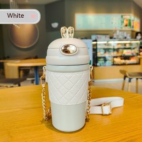 Stainless Steel Cup Bounce Cup With Straw (Option: White-500ml)