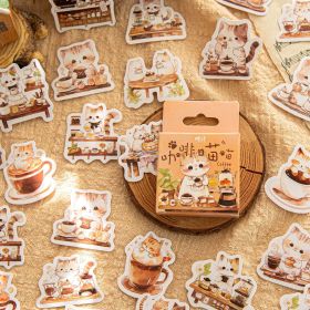 Stickers Cute Pet And Animal Love Fun Cat Sealing Paste Notebook DIY Decorative Stickers (Option: Coffee Meow)