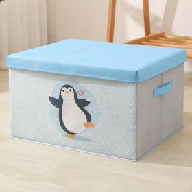 College Student Dormitory Storage Fantastic Animal Printing Foldable Storage Box (Option: Sky Blue Penguin-Extra Large 45L)