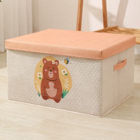 College Student Dormitory Storage Fantastic Animal Printing Foldable Storage Box (Option: Orange Bear-Extra Large 45L)