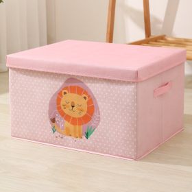 College Student Dormitory Storage Fantastic Animal Printing Foldable Storage Box (Option: Pink Lion-Oversized 60L)