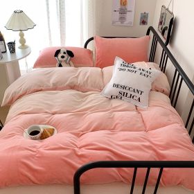 Cream Girl Gradient Color Milk Fiber Four-piece Set (Option: Gradually Varied Pink Ye-150cm Bed Sheet)