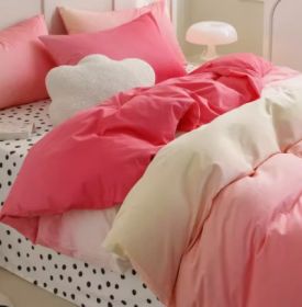 Simple Gradient Color Bed Four Sets Of Cotton Pure Cotton (Option: Rainbow Pink-2m bed sheet 2.2m)