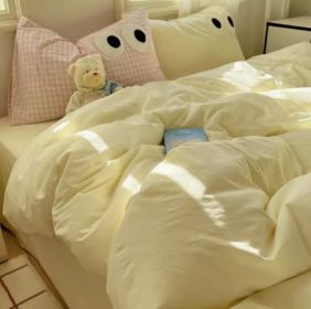 Simple Gradient Color Bed Four Sets Of Cotton Pure (Option: Cheese yellow-Fitted Sheet-1.5m)