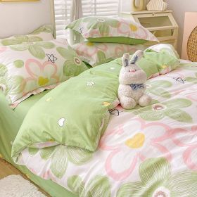 Cotton Duvet Cover Sheet Dormitory Three Piece Bedding Set (Option: Flower Language-1.2M Fitted Sheet 3PCS Set)