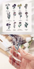 Hollow Out Colorful Birthday Flower Drop Oil Bookmark (Option: Silver-November)