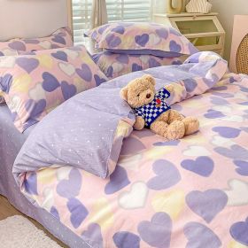 Cotton Duvet Cover Sheet Dormitory Three Piece Bedding Set (Option: Purple Haze-2.0M Flat Sheet 4PCS Set)