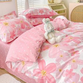 Cotton Duvet Cover Sheet Dormitory Three Piece Bedding Set (Option: Flower Fragrance-1.5M Flat Sheet 4PCS Set B)