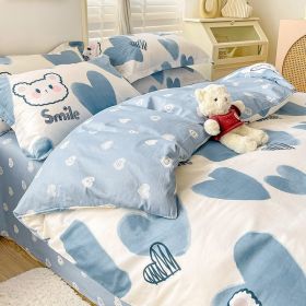 Cotton Duvet Cover Sheet Dormitory Three Piece Bedding Set (Option: Bobo Bear-1.5M Fitted Sheet 4PCS Set)