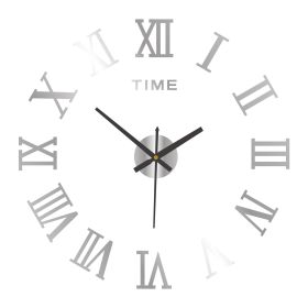 Acrylic Luminous Wall Clock Punch-free Wall Sticker (Option: Silver-50cm)