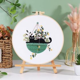 Holiday Cat Handmade Embroidered Diy Material Bag (Option: CX0877 Holiday Cat 5-Bamboo Embroidery Frame 20cm)