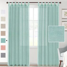 Linen Yarn Curtain Transparent Window Screen (Option: Sea Mist Green-Double Pack 52108)