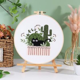 Holiday Cat Handmade Embroidered Diy Material Bag (Option: CX0874 Holiday Cat 2-Bamboo Embroidery Frame 20cm)