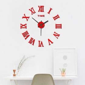 Acrylic Luminous Wall Clock Punch-free Wall Sticker (Option: Red-80to130cm Stereo)