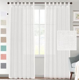 Linen Yarn Curtain Transparent Window Screen (Option: Pure White-Double Pack 52108)