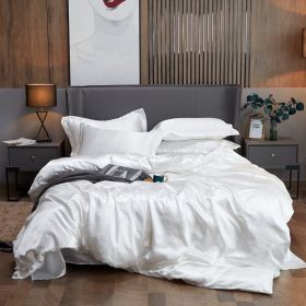 Ice Four-piece Set Cool Bare Sleeping Real Silk Quilt Cover Sheets (Option: White-10 Style)