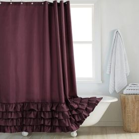 Fashion And Environment-friendly Polyester Fabrics Thickened Shower Curtain (Option: Coffee Big Lace-200CM Wide X220CM High)