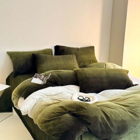 Cream Girl Gradient Color Milk Fiber Four-piece Set (Option: Velvet Forest Green Ly-180cm Bed Sheet)