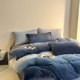 Cream Girl Gradient Color Milk Fiber Four-piece Set (Option: Velvet Blue Ly-180cm Bed Sheet)