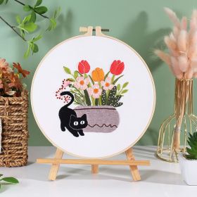 Holiday Cat Handmade Embroidered Diy Material Bag (Option: CX0875 Holiday Cat 3-Bamboo Embroidery Frame 20cm)