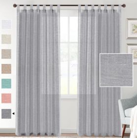 Linen Yarn Curtain Transparent Window Screen (Option: Gray-Double Pack 52108)
