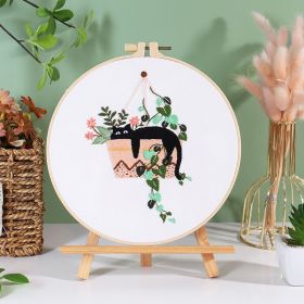 Holiday Cat Handmade Embroidered Diy Material Bag (Option: CX0876 Holiday Cat 4-Bamboo Embroidery Frame 20cm)