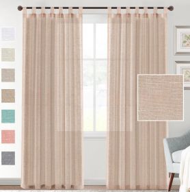 Linen Yarn Curtain Transparent Window Screen (Option: Natural-Double Pack 52108)